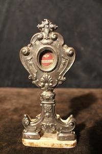 Reliquary style baroque en wood / silver, Italy 18 th century