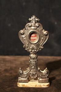 Reliquary style baroque en wood / silver, Italy 18 th century