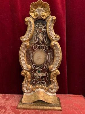 Reliquary style Baroque en wood polychrome Gilt / Glass, Italy 19th century ( anno 1865 )