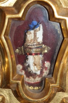 Reliquary Relic Ex Ossibus St. Emerentianus  style Baroque en Wood / Gilt, France 18 th century ( anno 1790 )