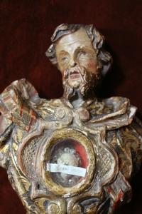 Reliquary. Relic Of : St. Magnus Mart. style Baroque en hand-carved wood polychrome, Slowakia 1740