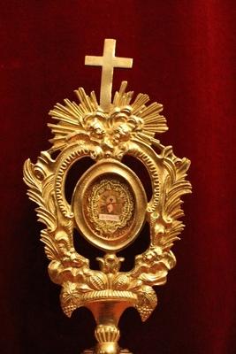 Reliquary Relic Of The True Cross style Baroque en Bronze, Belgium 19