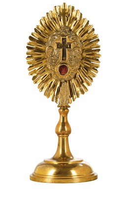 Reliquary – Relic Of The True Cross With Original Documentation / Base Restored  style Baroque en Brass / Gilt, Austria 18TH CENTURY (1770)