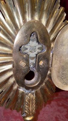 1 Baroque Reliquary – Relic Of The True Cross With Original Documentation / Base Restored