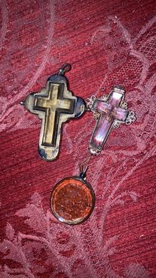 1 Baroque Reliquary – Relic Of The True Cross With Original Documentation / Base Restored