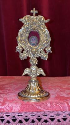 Reliquary - Relic St. Ann style Baroque en Brass / Bronze / Glass, France 19 th century ( Anno 1875 )