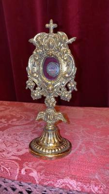 Reliquary - Relic St. Ann style Baroque en Brass / Bronze / Glass, France 19 th century ( Anno 1875 )