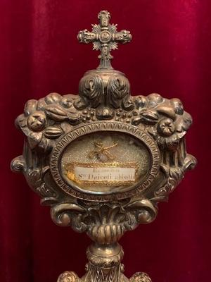 Reliquary St. Deicoti Abbot Ex Ossibus style Baroque en full silver, France 19th century ( anno 1830 )