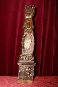 Reliquary St. Fausti.  style baroque en wood polychrome, Southern Germany 18 th century