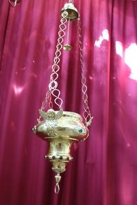 Sanctuary Lamp style baroque en Brass / Polished / New Varnished, France 19th century