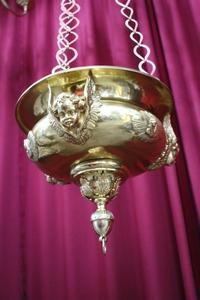 Sanctuary Lamp style baroque en Brass / Polished / New Varnished, France 19th century