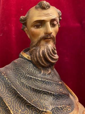 St. Dominic style Baroque en hand-carved wood polychrome, Spain 17 th century