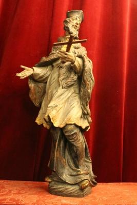 St. Johannes Nepomucenus style Baroque en hand-carved wood polychrome, Southern Germany 20th century