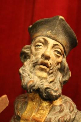 St. Johannes Nepomucenus style Baroque en hand-carved wood polychrome, Southern Germany 20th century