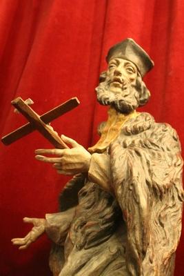 St. Johannes Nepomucenus style Baroque en hand-carved wood polychrome, Southern Germany 20th century