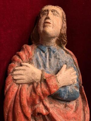 St. John Sculpture From Calvary Scene style Baroque en Wood Polychrome, Southern Germany 16 th century