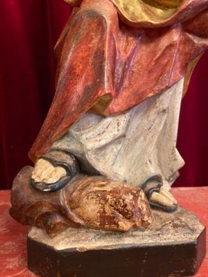 St. Joseph Statue  style Baroque en wood polychrome, Southern Germany 20th century