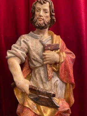 St. Joseph Statue  style Baroque en wood polychrome, Southern Germany 20th century