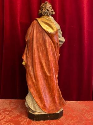 St. Joseph Statue  style Baroque en wood polychrome, Southern Germany 20th century