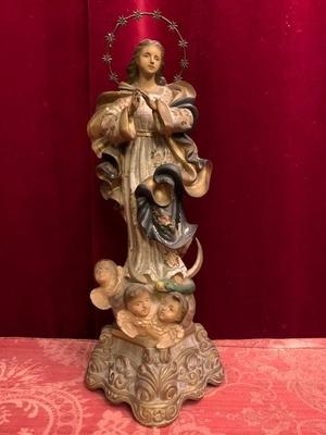 St. Mary Statue style Baroque en plaster polychrome, France 19th century