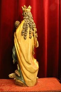 St. Mary Statue style baroque en wood polychrome, Southern Germany 20th century