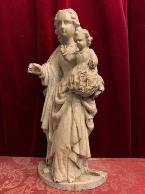 St. Mary With Child style Baroque en hand-carved wood polychrome, Belgium 17 th century