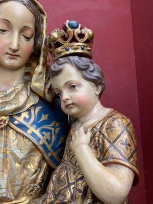 St. Mary With Child style Baroque en Plaster polychrome, BELGIUM 19 th century ( Anno 1865 )