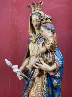 St. Mary With Child style Baroque en Plaster polychrome, BELGIUM 19 th century ( Anno 1865 )