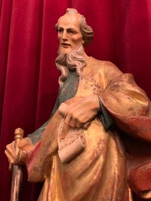 St. Paul Statue style Baroque en wood polychrome, Southern Germany 20th century