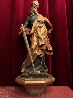 St. Paul Statue style Baroque en wood polychrome, Southern Germany 20th century