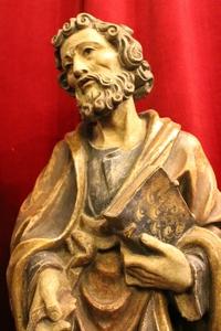 St. Petrus Statue style baroque en wood polychrome, Southern Germany 20th century