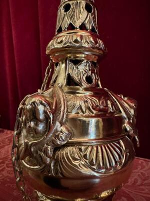 Censer  style Baroque - Style en Brass / Bronze / Polished and Varnished, Belgium  19 th century ( Anno 1865 )