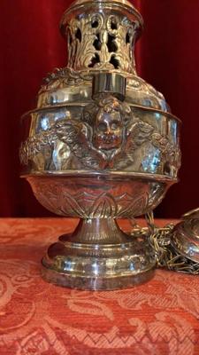 Censer  style Baroque - Style en Brass Silver Plated, Belgium 19 th century ( 1835 )