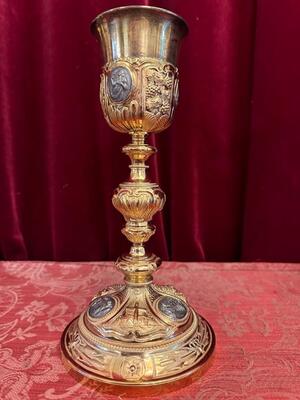 Chalice style Baroque - Style en Full - Silver / Gilt / Medallions /  Silver Marks Present, France 19 th century ( Anno 1845 )