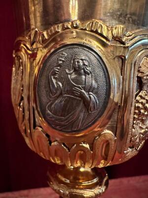 Chalice style Baroque - Style en Full - Silver / Gilt / Medallions /  Silver Marks Present, France 19 th century ( Anno 1845 )