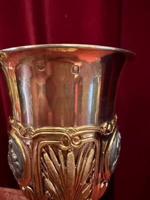 Chalice style Baroque - Style en Full - Silver / Gilt / Medallions /  Silver Marks Present, France 19 th century ( Anno 1845 )