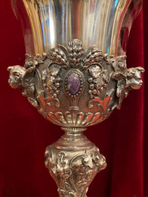 Chalice With Original Case style Baroque - Style en Full - Silver 900/1000 / Stones, Italy  19th century ( anno 1840 )