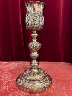 Chalice With Original Paten style Baroque - Style en Full - Silver / Silver Marks Present, Belgium  19 th century ( Anno 1820 )