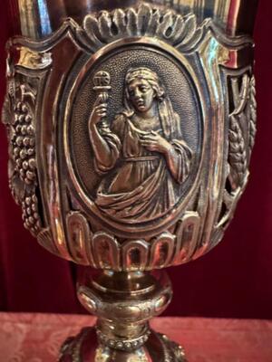 Chalice With Original Paten style Baroque - Style en Full - Silver / Silver Marks Present, Belgium  19 th century ( Anno 1820 )