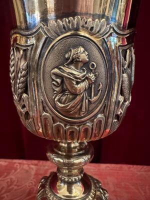 Chalice With Original Paten style Baroque - Style en Full - Silver / Silver Marks Present, Belgium  19 th century ( Anno 1820 )