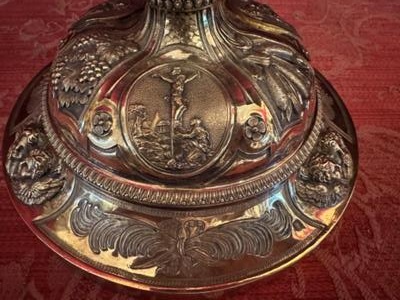Chalice With Original Paten style Baroque - Style en Full - Silver / Silver Marks Present, Belgium  19 th century ( Anno 1820 )