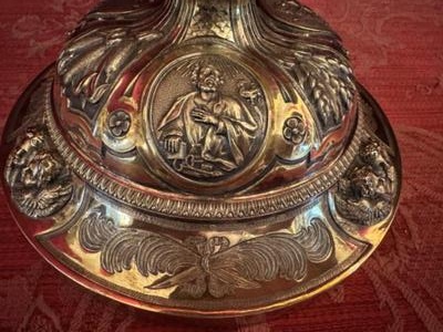 Chalice With Original Paten style Baroque - Style en Full - Silver / Silver Marks Present, Belgium  19 th century ( Anno 1820 )