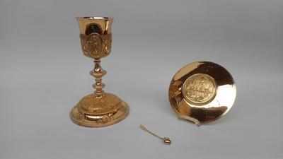 Chalice With Original Paten & Spoon.. style Baroque - Style en Full - Silver Gilt, Belgium 19 th century