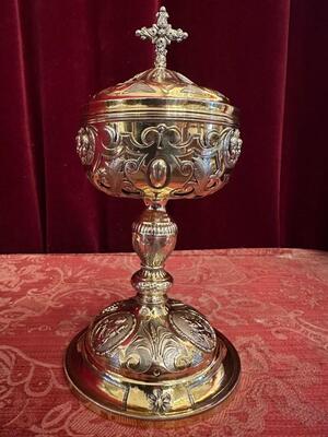 Ciborium style Baroque - Style en Full - Silver / Silver Marks Present / Polished & Varnished, France 19 th century ( Anno 1845 )