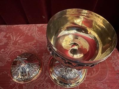 Ciborium style Baroque - Style en Full - Silver / Silver Marks Present / Polished & Varnished, France 19 th century ( Anno 1845 )