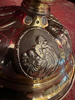 Ciborium style Baroque - Style en Full - Silver / Silver Marks Present / Polished & Varnished, France 19 th century ( Anno 1845 )