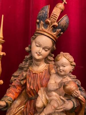 Crescent Moon Madona & Child style BAROQUE-STYLE en Fully Hand - Carved Wood , Austria 20th Century