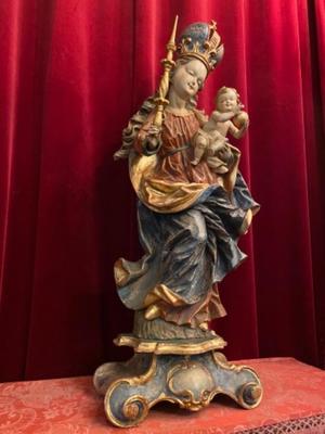 Crescent Moon Madona & Child style BAROQUE-STYLE en Fully Hand - Carved Wood , Austria 20th Century