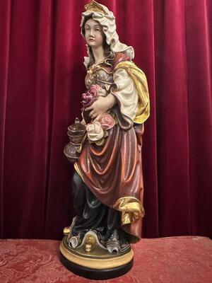 Elisabeth Of Hungary Sculpture style Baroque - Style en Carved - Wood / Polychrome / Gilt, Italy  20 th century