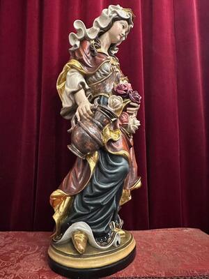 Elisabeth Of Hungary Sculpture style Baroque - Style en Carved - Wood / Polychrome / Gilt, Italy  20 th century